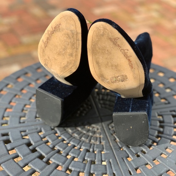 Anthropologie Sam Edelman Blue Velvet Taye Ankle Booties size 8-1/2 - Picture 14 of 17